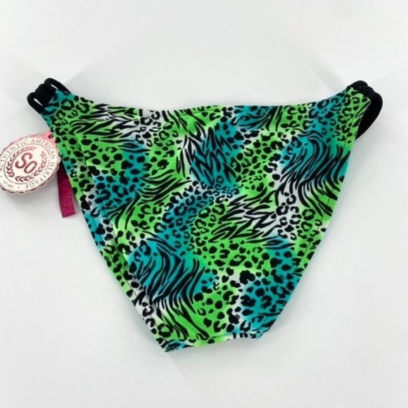 Reversible Swimsuit Bikini Bottoms Juniors Size XS Teal Green Animal Print NWT - Picture 2 of 8